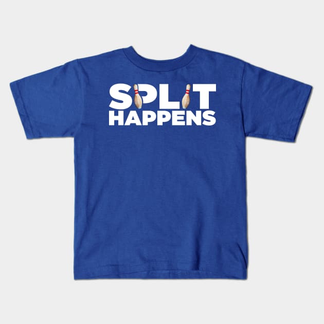 Split Happens! Bowling Humor Design Kids T-Shirt by darklordpug